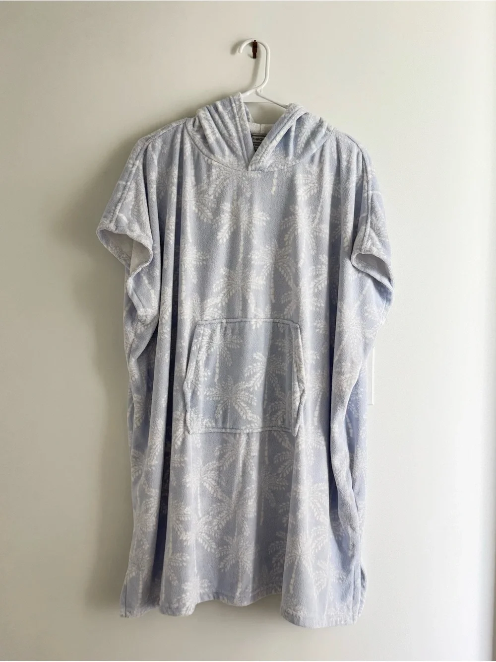 Light Blue Palm-Print Hooded Swim Coverup ~ Throwzy by Mario Lorenz - Picture 1 of 8
